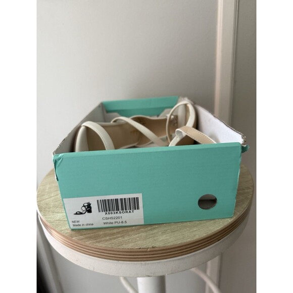 Women White 2.25 In Strappy Block Heels Comfy Grace Sandals Open Toe Chunky 8.5 - Picture 15 of 17